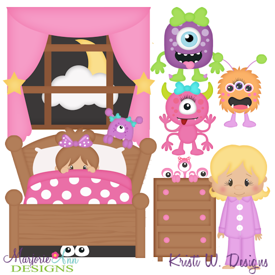 Monster Under The Bed-Girl SVG Cutting Files + Clipart - Click Image to Close